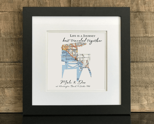 Lifeguard Tower Personalized Map Print, Custom Beach Art, Beach Map Art, Custom Map Art, Anniversary Gift Art, Personalized Wedding Print