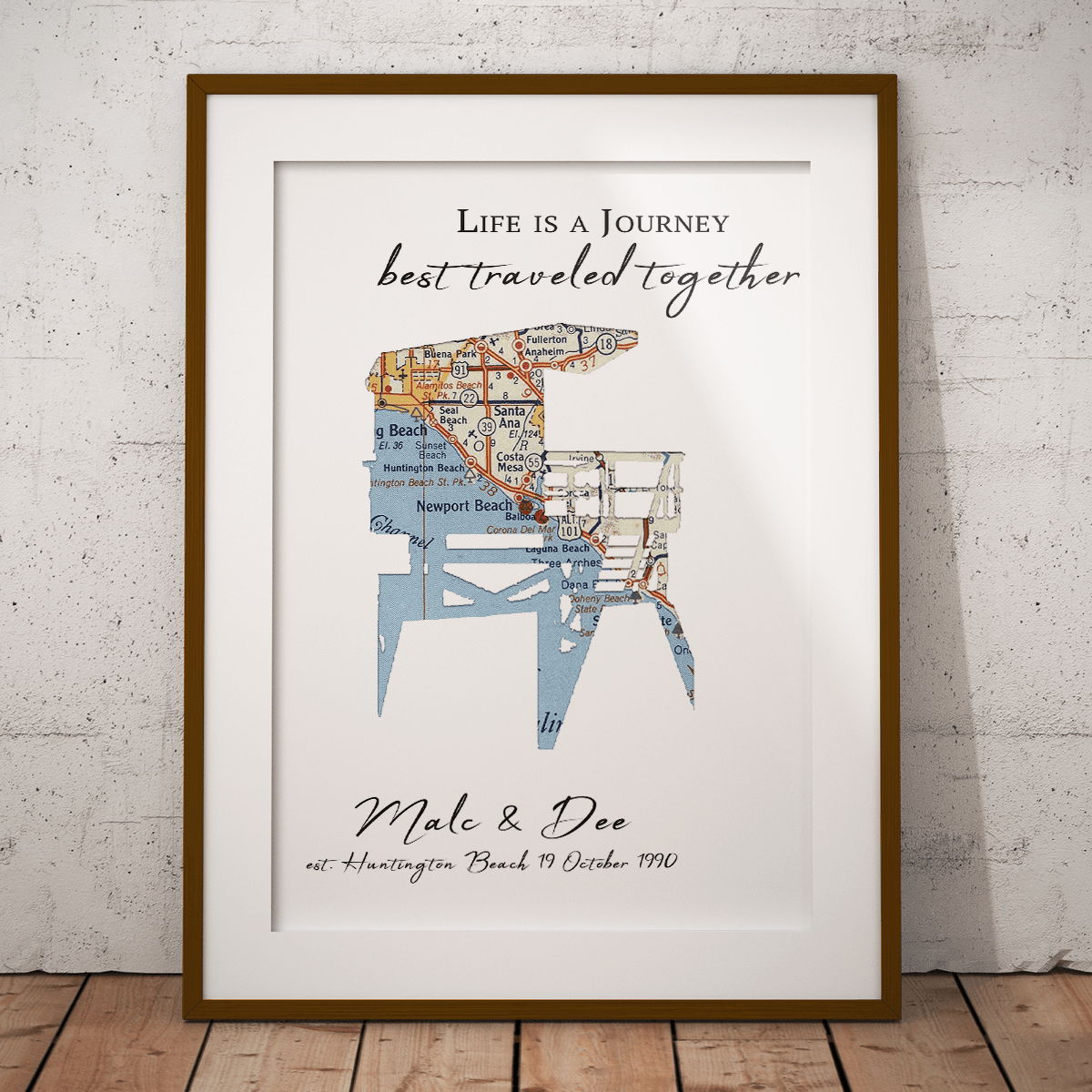 Lifeguard Tower Personalized Map Print, Custom Beach Art, Beach Map Ar ...