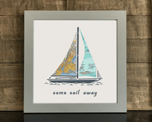 Come Sail Away Personalized Map Print, Custom Map Art, Travel Gift, Anniversary Gift Art, Personalized Wedding Print, Gift for Couple