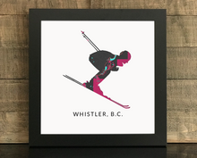 Downhill Skier Map Print, Whistler BC Map, Custom Map Art, Travel Gift, Birthday Gift Art, Personalized Wedding Print, Gift for Couple