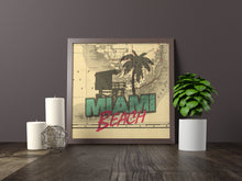 Miami Beach Map Print, Miami Beach Florida Map, Map Art, Famous Lifeguard Tower and Palm Tree, Travel Gift, Birthday Gift Art, Wedding Gift
